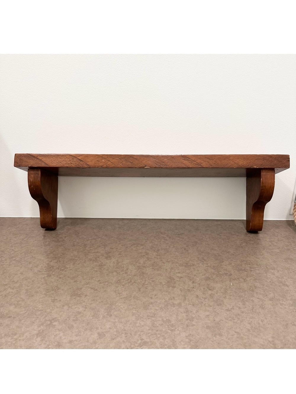 Vintage Solid Wood Sturdy Wall Entry Shelf in Warm Brown 24” wide 5 inches deep